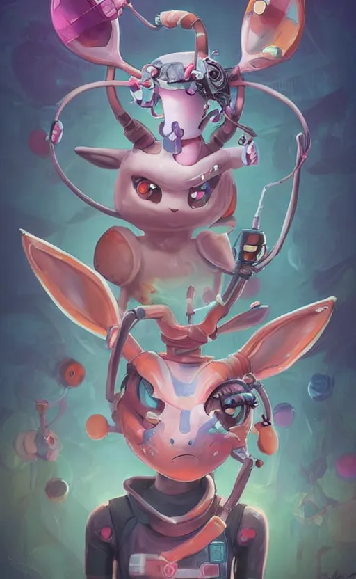 Image similar to lofi BioPunk Pokemon Sylveon portrait Pixar style by Tristan Eaton_Stanley Artgerm and Tom Bagshaw,