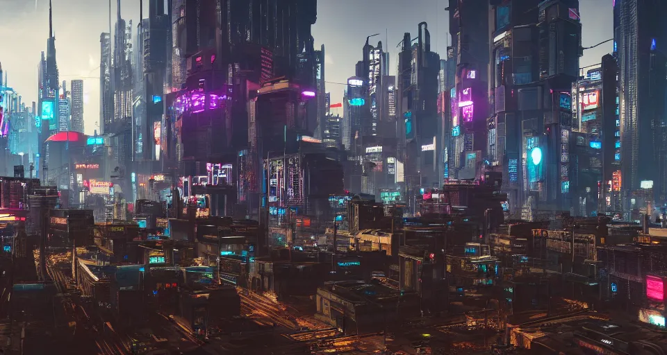 Image similar to a cyberpunk city, rich contrast, realistic, Cryengine 8k UHD