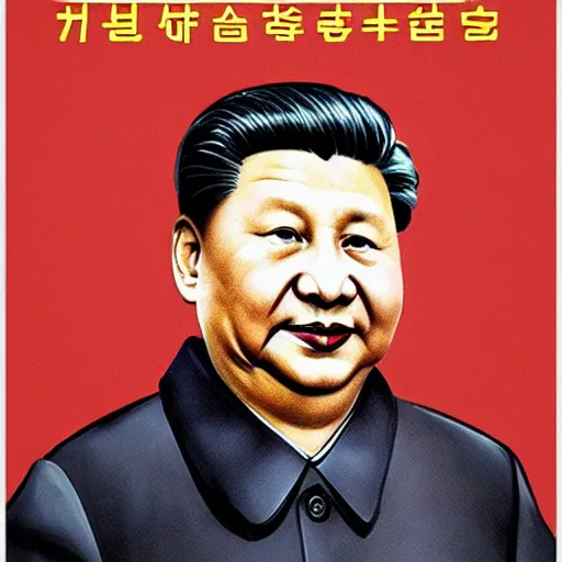Image similar to xi jinping on a dprk communist poster