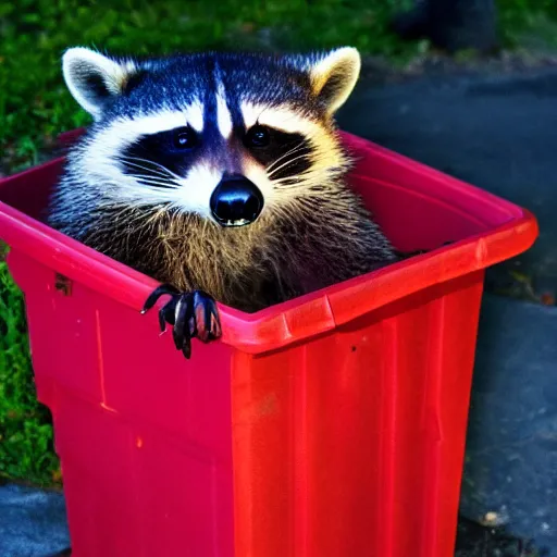 Image similar to “many raccoons in a dumpster at night, flash photo, ultra realistic, 4K”