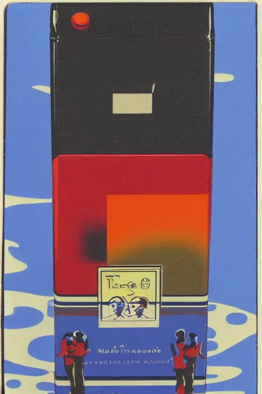 Prompt: design for a vintage cigarette pack by tadanori yokoo