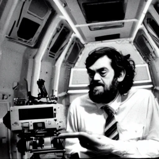 Prompt: Stanley Kubrick filming an alien invasion, jets chasing UFOs