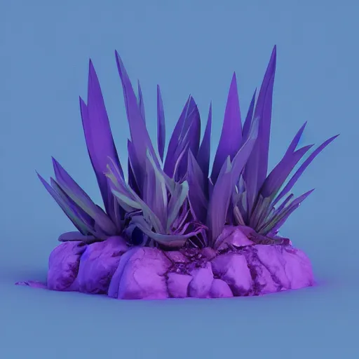 Image similar to a purple and blue alien plant, a computer rendering by jonathan zawada, pelton, featured on polycount, computer art, rendered in cinema 4 d, octane render, rendered in maya