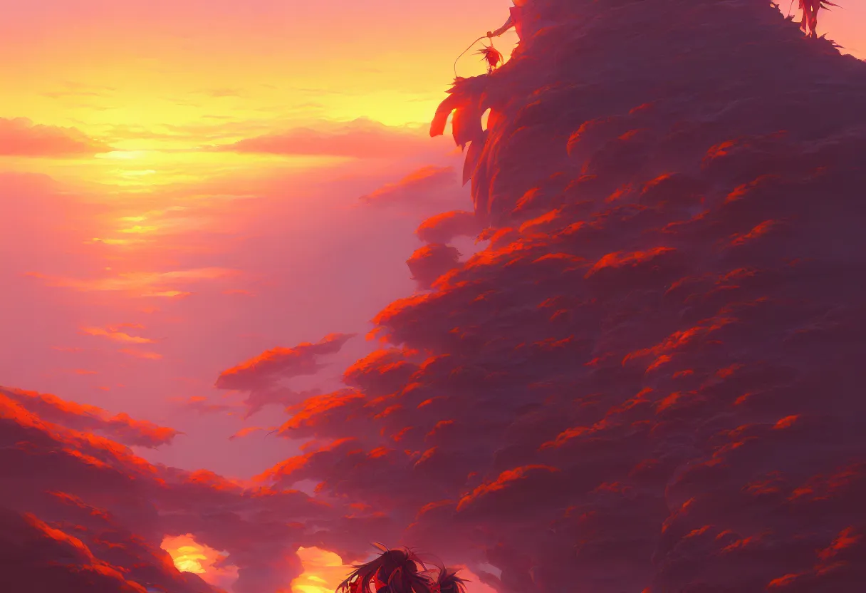 Image similar to sunset gorge, ntricate oil painting, high detail illustration, sharp high detail, manga and anime 1 9 9 9, official fanart behance hd artstation by jesper ejsing and makoto shinkai, 4 k