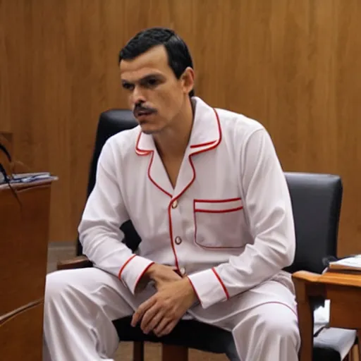 Image similar to Pedro Sánchez giving a meeting in his pajamas.