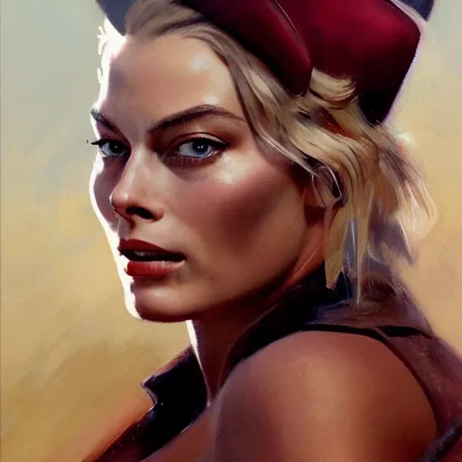 Prompt: ultra realistic portrait painting of margot robbie as a western outlaw, art by frank frazetta, 4 k, ultra realistic, highly detailed, epic lighting.