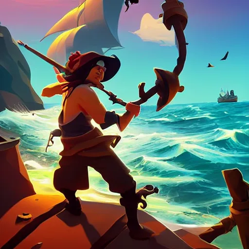 Image similar to painting treasure on sea of thieves game smooth median photoshop filter cutout vector, behance hd by jesper ejsing, by rhads, makoto shinkai and lois van baarle, ilya kuvshinov, rossdraws global illumination