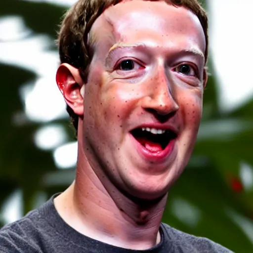 Prompt: Mark Zuckerberg with lizard eyes
