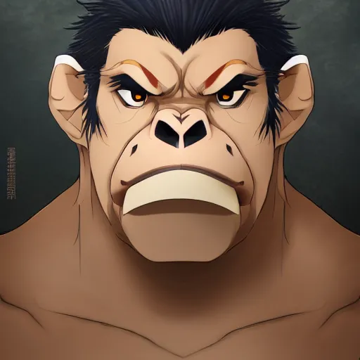 Image similar to portrait of winston gorilla, anime fantasy illustration by tomoyuki yamasaki, kyoto studio, madhouse, ufotable, trending on artstation