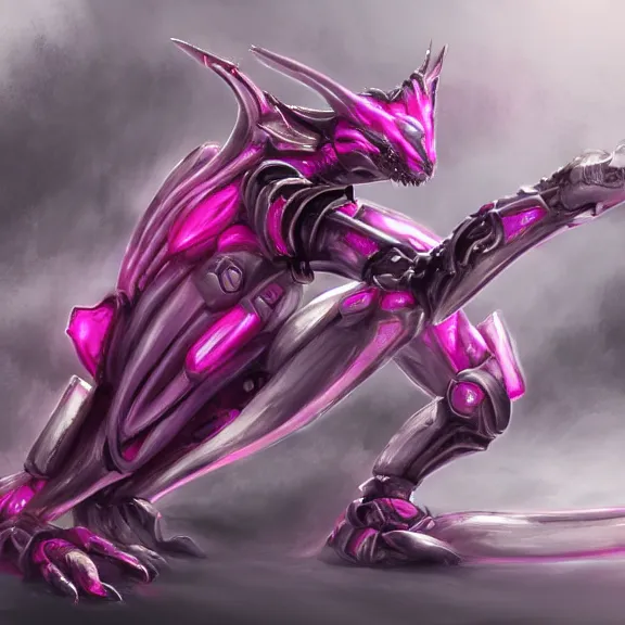 Prompt: very close up foot pov shot, hyperdetailed elegant beautiful stunning, anthropomorphic mecha female dragon, showing detailed dragon paws to camera, sharp claws, soft pads, sharp silver armor, fuchsia skin, anthro dragon art, warframe destiny fanart, furry paws furry, furaffinity, deviantart, octane, ekasportal