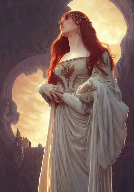 Prompt: sansa angeline jolie gessica chastain queen of death, intricate, elegant, highly detailed, digital painting, artstation, concept art, smooth, sharp focus, illustration, art by artgerm and greg rutkowski and alphonse mucha and william - adolphe bouguereau