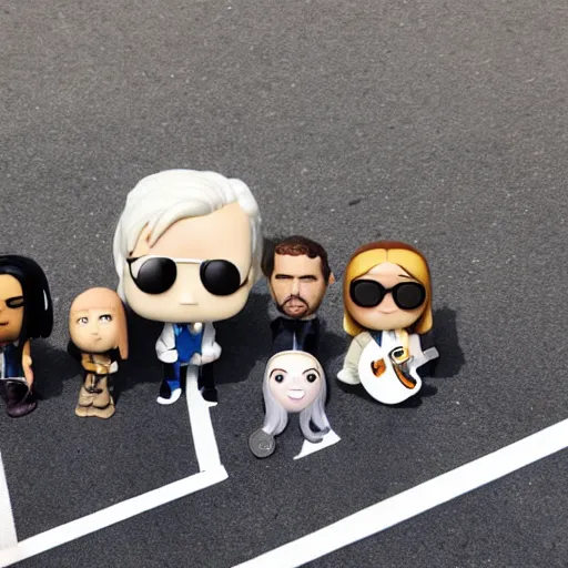 Image similar to abbey road members as funko pop toys, 4 k, very detailed