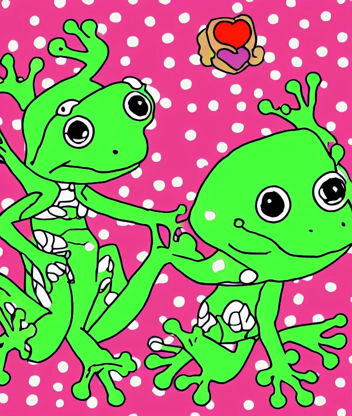 cute frog, in the style of sanrio, flat - color,, Stable Diffusion