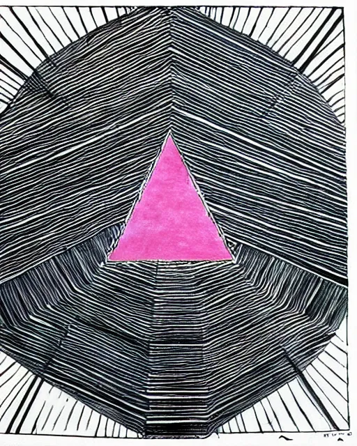 Image similar to centered, light line triangle in the middle of the galaxy with a full moon inscripted inside, pink floyd, hyperrealism