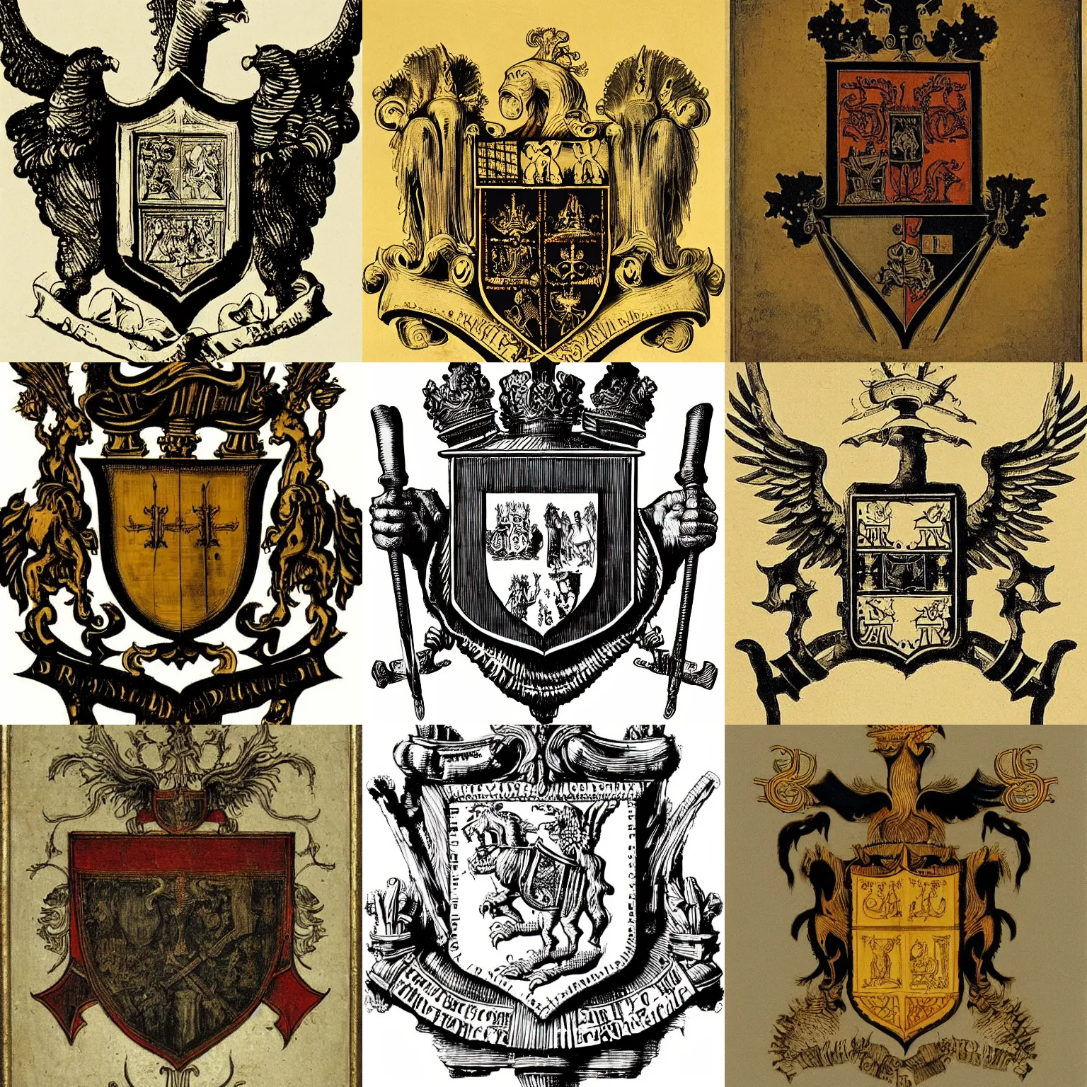 Prompt: coat of arms by rembrandt