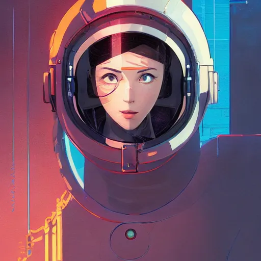 Image similar to Portrait of an engineer with helmet, very coherent, painted by painted by James Gilleard, airbrush, art by JamesJean and fine details. Anime. realistic shaded lighting poster by Ilya Kuvshinov katsuhiro otomo ghost-in-the-shell, magali villeneuve, artgerm, Jeremy Lipkin and Michael Garmash and Rob Rey