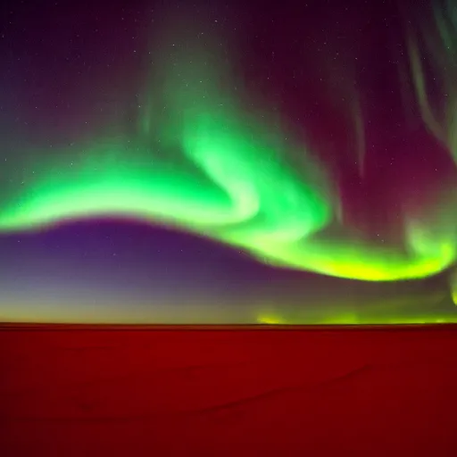 Prompt: northern lights over the sahara desert