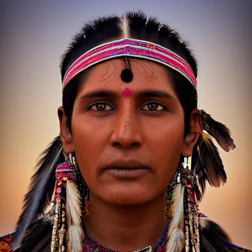 Image similar to Indian native, highly realistic with lots of details, photo studio, HDR, 8k, Pulitzer price type of photo