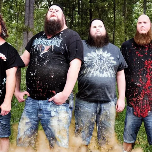 Prompt: meshuggah redneck big boys splattering time