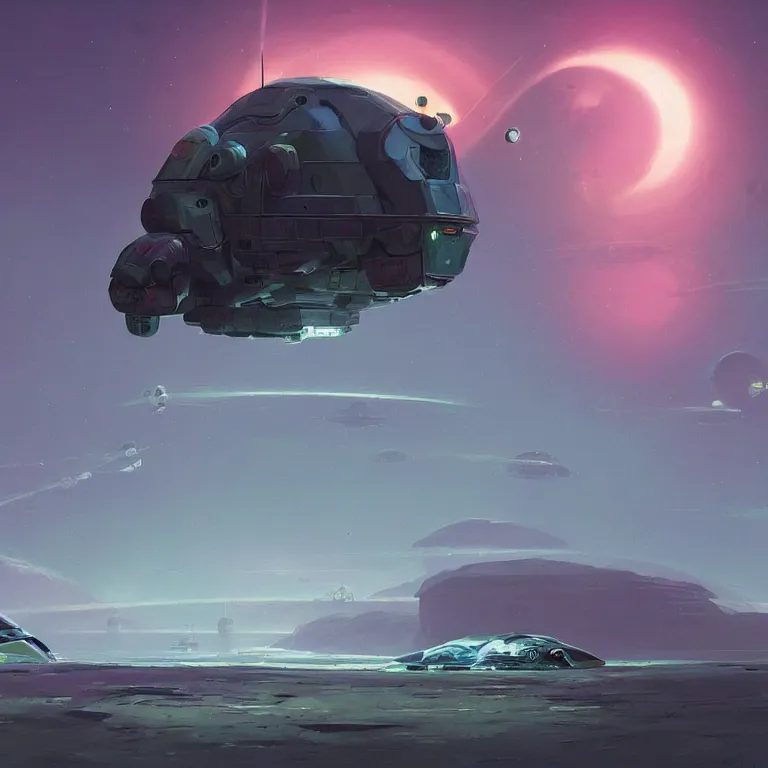 Prompt: robotic hermit crab space ship, sci-fi concept art, by John Harris, by Simon Stålenhag