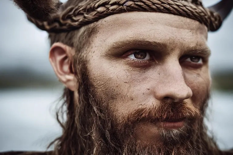 Image similar to portrait of a beautiful Viking model By Emmanuel Lubezki