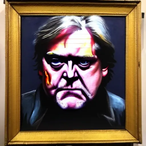 Prompt: steve bannon as a zombie, oil on canvas, by gurney, dramatic