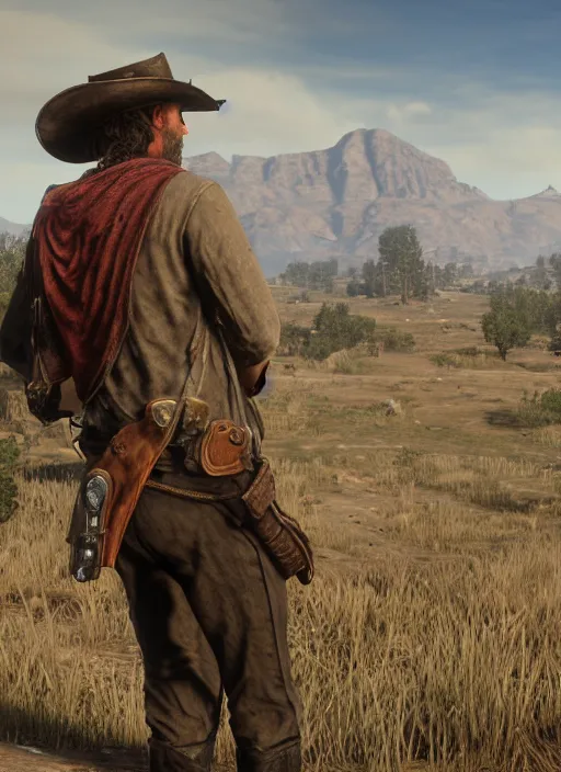 Image similar to a still from Red Dead Redemption 3 where every character is an animal