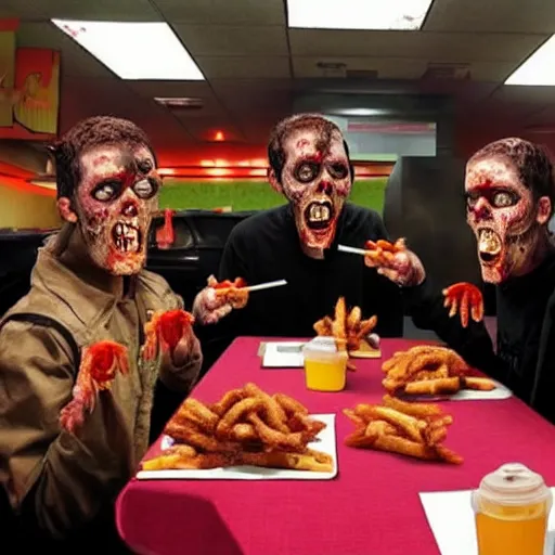 Image similar to zombies eating at mcdonald's