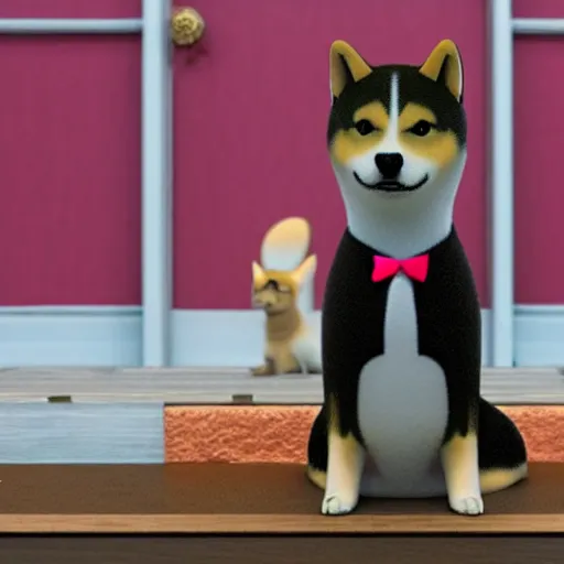 Image similar to shiba inu, from the grand budapest hotel