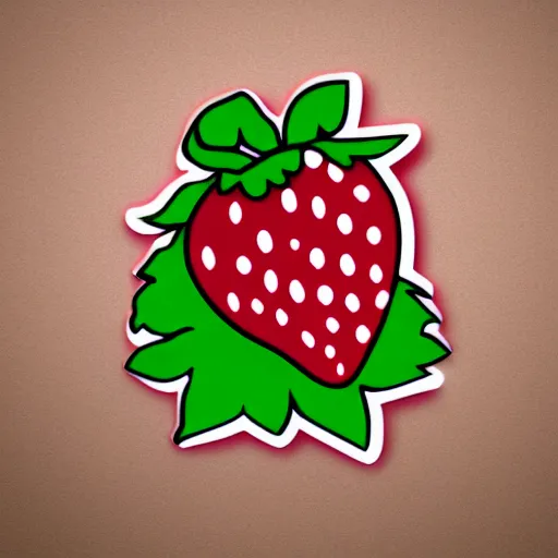 Image similar to strawberry with eyes, digital art, sticker