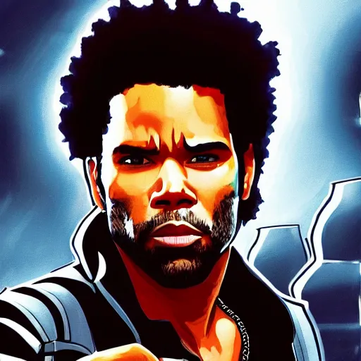 Prompt: detailed accurate portrait of lenny kravitz as han solo, star wars movie still, high resolution image, dc comics art style, 8 k