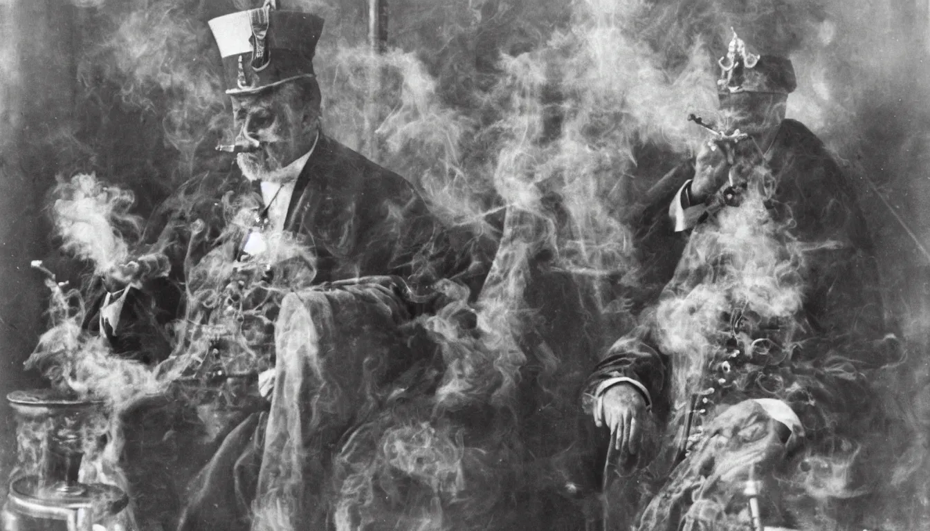 Image similar to turkish emperor smoking a hookah