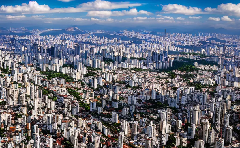 Prompt: award winning overhead view photo of the city of sao paulo em 1 8 0 6, tilt shift photography