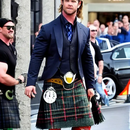 Image similar to photo of chris hemsworth wearing a kilt