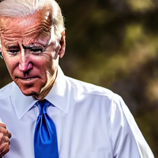 Prompt: joe Biden wiping his cheeks clean with paper