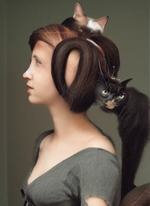 Image similar to Woman with cat in her hair