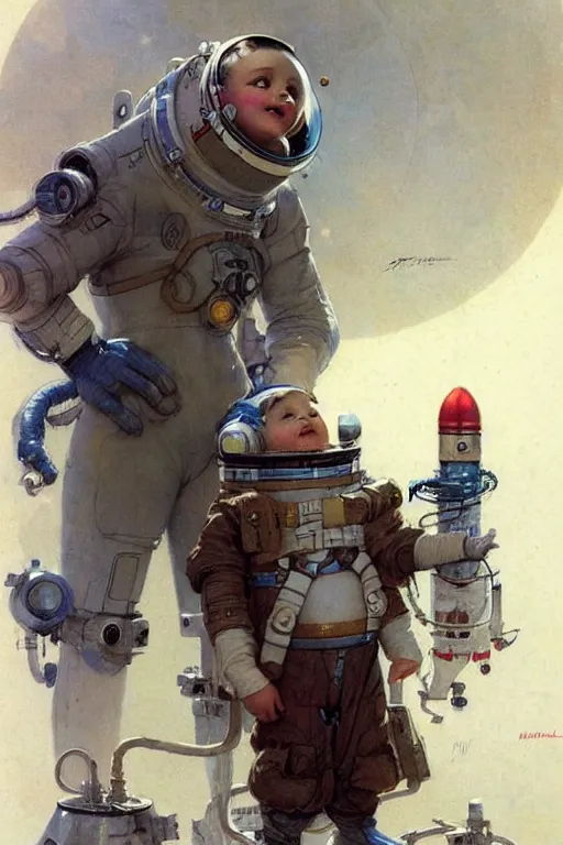 Image similar to ( ( ( ( ( childrens book layout 2 0 5 0 s retro future 1 0 year boy old super scientest in space pirate mechanics costume. muted colors. ) ) ) ) ) by jean - baptiste monge, tom lovell!!!!!!!!!!!!!!!!!!