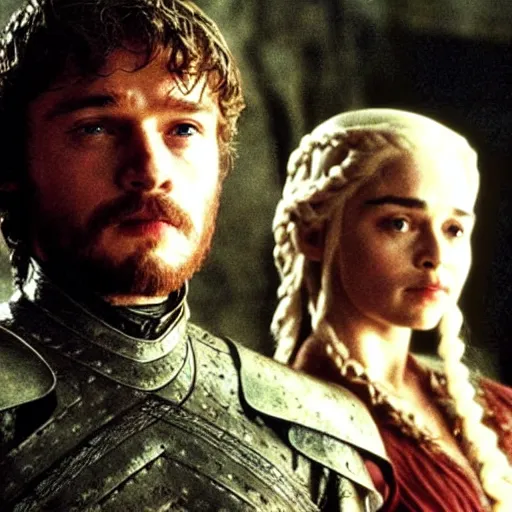 Image similar to a film still of game of thrones as tv series released in 1970s