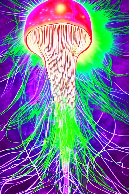 Prompt: luminescent jellyfish, symmetrical, highly detailed, digital art, sharp focus, trending on art station, lava lamp