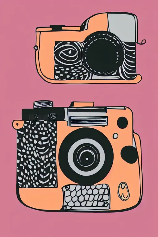 Image similar to minimalist boho style art of a colorful camera, illustration, vector art