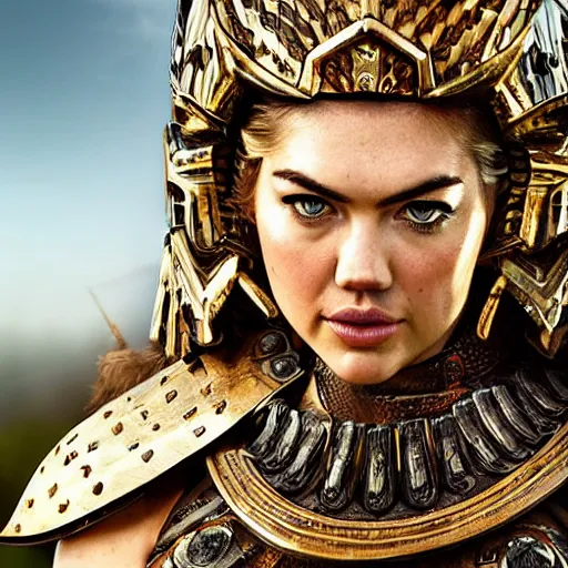 Image similar to kate upton as an amazon warrior ornate armour , highly detailed, 4k, HDR, smooth, sharp focus, hyper realistic, high resolution, award-winning photo