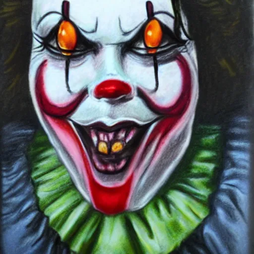 Image similar to Pastel sketch of Tim Curry's Pennywise