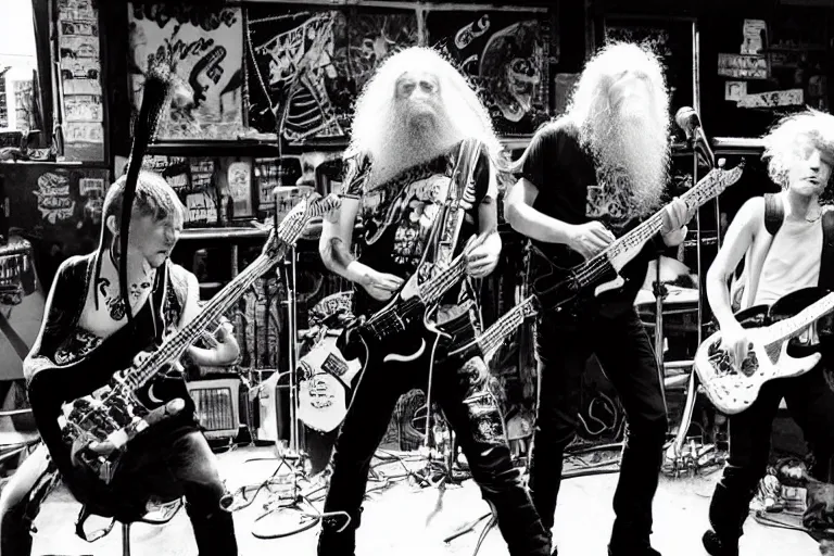 Image similar to energetic photo of a punk band performing live at CBGB with Gandalf as their lead singer