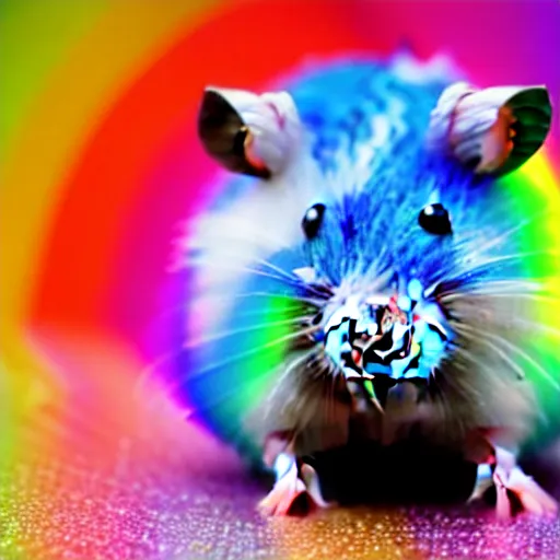 Image similar to hamster made out of rainbow crystals