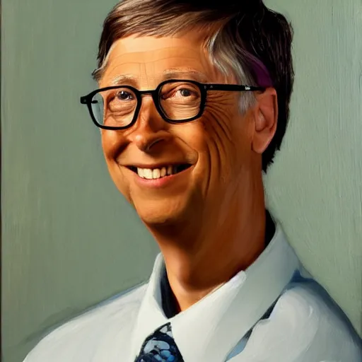 Image similar to Bill Gates as The Girl with an earring, oil portrait
