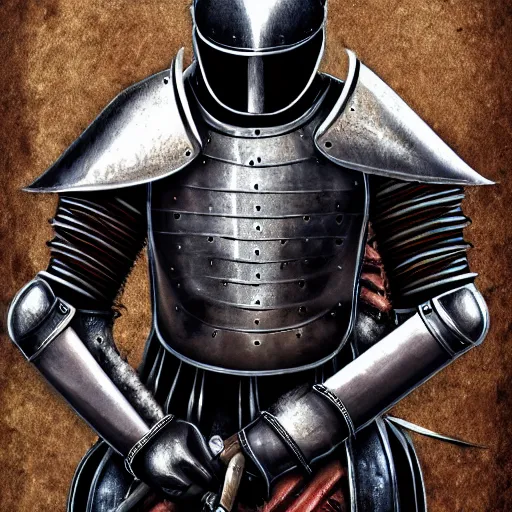 Image similar to a medieval knight in full plate metal armor riding a motorcycle holding a pistol, digital art, highly detailed, high quality, high resolution