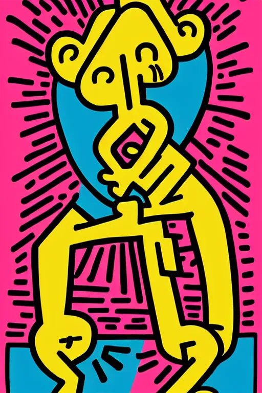 Prompt: Poster illustration of Ja Rule, Keith Haring style