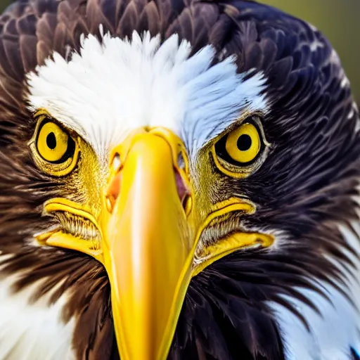Image similar to Beautiful bald eagle with snake in his beak looking into camera, high definition portrait, studio lighting