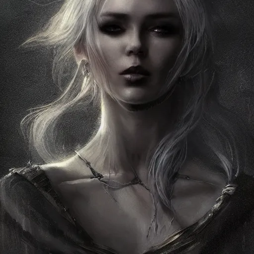 Image similar to kerli koiv viking hair, darkwave, darksynth character portrait, sharp, digital matte painting, art by luis royo, greg rutkowski, wlop, dramatic lighting, trending on artstation