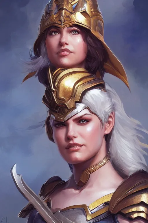 Image similar to amazon valkyrie athena, d & d, fantasy, portrait, highly detailed, headshot, digital painting, trending on artstation, concept art, sharp focus, illustration, art by artgerm and greg rutkowski and magali villeneuve